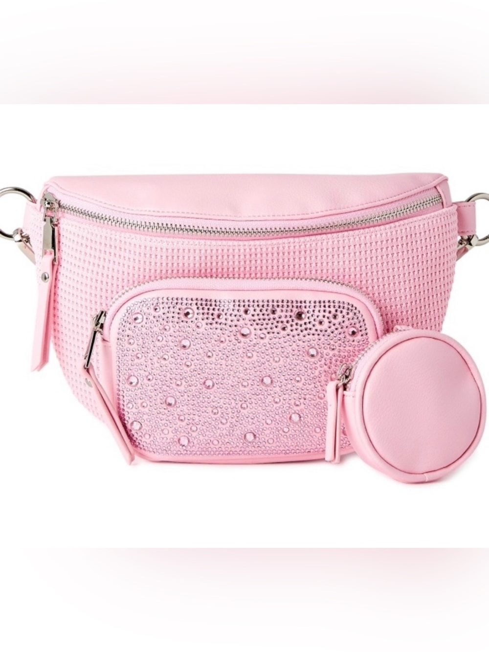 Madden NYC Pink Crystal Studded Sling Crossbody Bag NWT